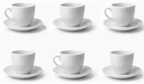 Hogar y Mas Set 6 Tazas Porcelana Blanca para Espresso Y Cortado, 15 CL