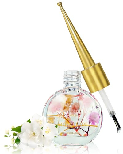 DMQ Cuticle Oil for Nails, Nail Oil Infused with Real Flowers, Strengthens Nails, Moisturizes, Dry Rough Cuticles, Formulated with Vitamin E & Almond Oil - Prevents Hangnails & Chapped Skin