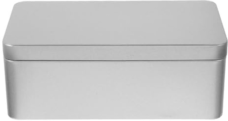 GLSTOY Caja Grande de Hojalata Rectangular Plata con Tapa, Cajas Metalicas Almacenaje Versátiles y Portátiles para Guardar Objetos con Gran Capacidad