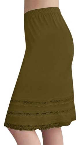 NSICBMNO Under Skirts For Women - Elegant, Knee Length, Modal, Half Slips, Lace Hem, Tiered, Elasticated Waist, Midi, Petticoats For Under Dress