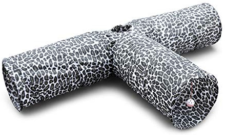 Feline Ruff 3 Way Cat Tunnel. Extra Large 12 Inch Diameter and Extra Long. A Big Collapsible Play Toy. Wide Pet Tunnel Tube for Rabbits, Kittens, Large Cats, and Dogs (Animal Print)