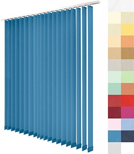 Sun World Lamellenvorhang nach Maß, Vertikal Lamellen Jalousien auf Maß vertikal Lamellen Maßanfertigung Vertikaljalousie Schiebevorhang ohne Deckenschiene (Blau, Höhe: 250cm x Breite: 300cm)