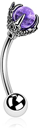 OUFER Body Piercing Rook Earrings Dragon Claw Eyebrow Rings 16G 316L Surgical Steel Curved Barbell Rook Daith Piercing Jewellery