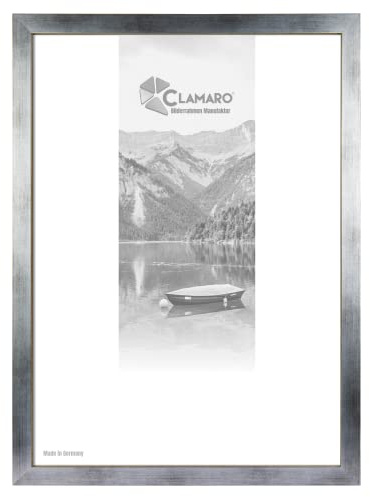 CLAMARO 'Collage' Bilderrahmen 90x120 handgefertigt nach Maß | Silber Gebürstet | MDF Holzbilderrahmen eckig modern inkl. Acrylglas, Rückwand und Aufhänger (querformat & Hochformat)