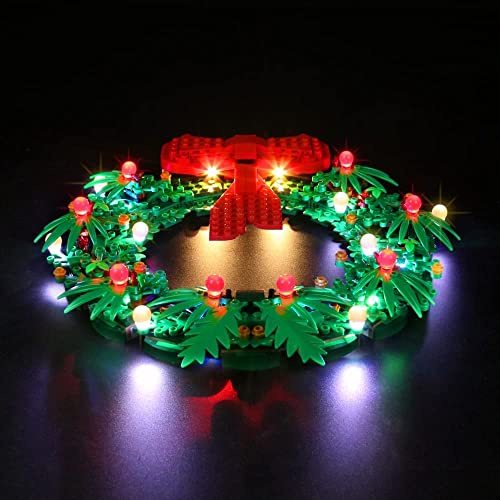 BrickBling Version télécommande - Kit d'éclairage LED compatible avec couronne de Noël Lego - Télécommande - Kit d'éclairage décoratif pour couronne de l'Avent 40426
