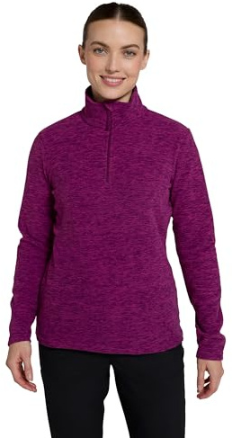 Mountain Warehouse Snowdon Melange Fleece-Pullover Damen - dünner, Warmer Winter-Pullover aus Fleece für Damen zum Laufen, Wandern, Joggen und für Sport und Outdoor Traube Damengröße EU 40