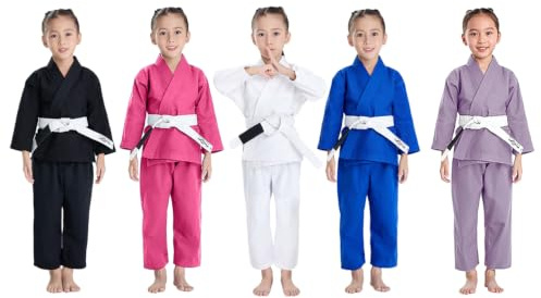 JUST YEARN Kinder BJJ Gi, Jugend IBJJF Kinder Studenten Brazilian Jiujitsu Gi Kimono Vorgewaschener Stoffgürtel nicht im Lieferumfang enthalten., Weiss/opulenter Garten, M4 US