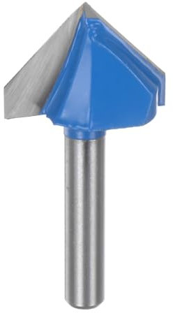 QUARKZMAN 1pz Fresa per Router 1 Dia 1/4 Attacco 90 Gradi Fresa a Candele Tipo V in Carburo per Lavorazione Legno Falegnameria Incisione Bordi Rifilatore Cutter Strumenti