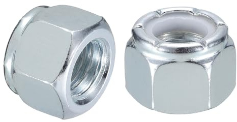 sourcing map 10Pcs 5/8-11 Nylon Insert Hex Lock Nuts, Carbon Steel Self-Locking Nylon Insert Stop Nut for Industrial Construction Fasteners, White&White