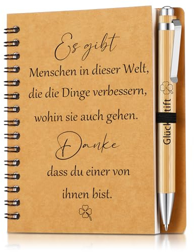 Sinmoe Abschiedsgeschenk Kollege Mitarbeiter Dankeschön Geschenke für Kollegen Motivierendes Inspirierendes Notizbuch mit Holz Kugelschreiber Mini Spirale Notizblock(Menschen)