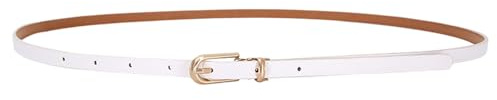 LECTNORE Schmaler Ledergürtel für Damen für Kleider, schmaler Taillengürtel mit Metallschnalle für Jeans-Anzughosen (weiß)