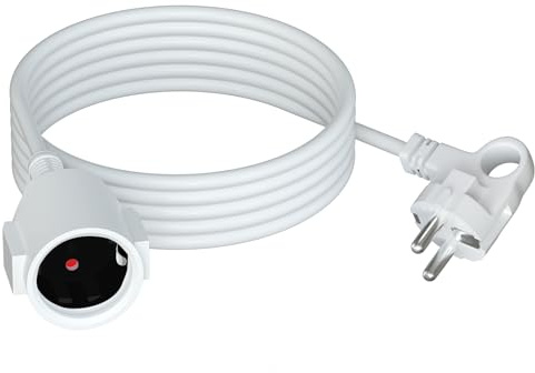 HITRENDS Förlängningskabel för utomhusbruk med dragkring, säkerhetskontakt, 3 m AC Schuko för IP44-uttag, hem, kontor, utomhus, 3 x 1,5 mm², 250 V/16 A, vit