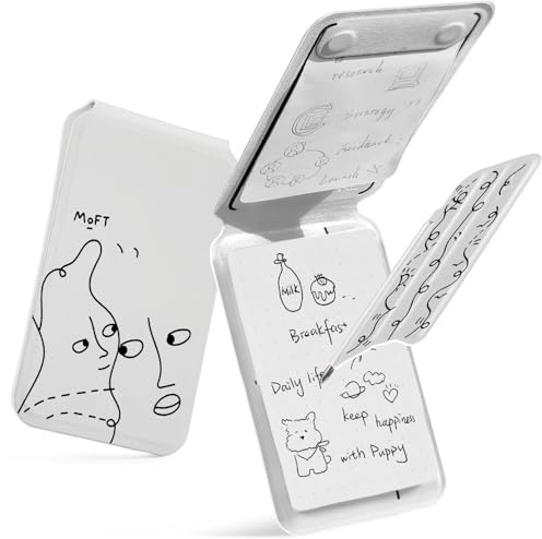 MOFT Soporte magnético para bloc de notas compatible con Magsafe, x Shantell Martin, cuaderno abatible vertical, incluye dos tipos de bloc de notas y bolígrafo invisible magnético, Misty Cove (MOVAS)