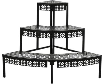Support de Plantes en Demi-Cercle en métal Noir à 3 Niveaux pour Balcon, Jardin, Cour, Support de Pot de Fleurs sur Pied avec Design en escalier, étagère d'angle, Support d'affichage pour ja