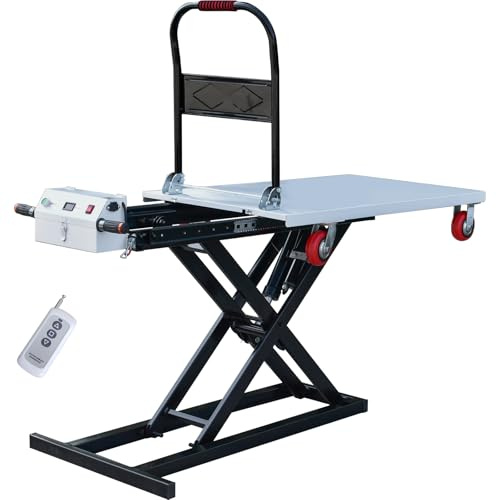 Electric Lift Table Cart 47 Lifting Height 660lbs Payload Electric Scissor Lift Table Portable Electric Lifting Flatbed Handcart for Material Handling (660Lbs 47 Lifting)
