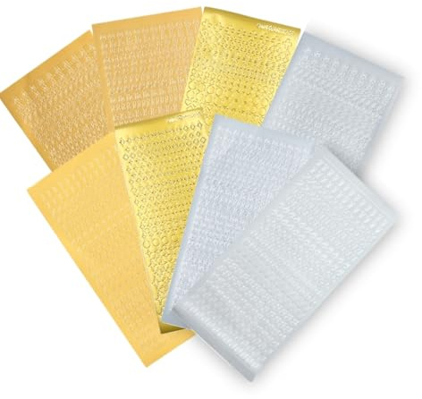BIVYAX 8 Fogli di Lettere in Cera per Candele in Oro e Argento, Kit per Fare Candele per Battesimo con Lettere e Numeri, lettere in cera per candele Kit per Candele per Comunione