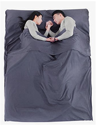 BAO CORE Pordable Travel Double Sleeping Bags on Business Travel Hotel Lightweight Health Sleeping Sack Prevent Dirty Adult Sheet Bedding Bag, Grey