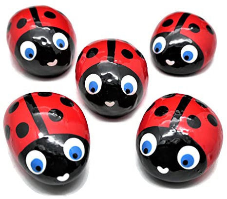 Andys Steinwelt® 1 Glückskäfer ca. 4-5 cm aus Gießmasse, liebevoll handgefertigten Glücksbringer, Marienkäfer, kleine Geschenke, Handschmeichler, Glückssteine, Tischdeko Geburtstag 1015