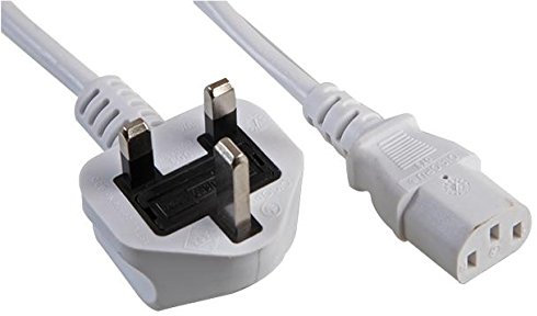Pro Elec PE01052 UK Plug to IEC C13 Power Cable, 1 m, White