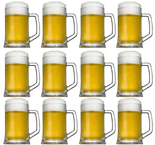 Queensway Home & Dining 660ml Beer Pub Ale Glass Mug Set Modern Handle Stein Drinking Tankards Set of 12