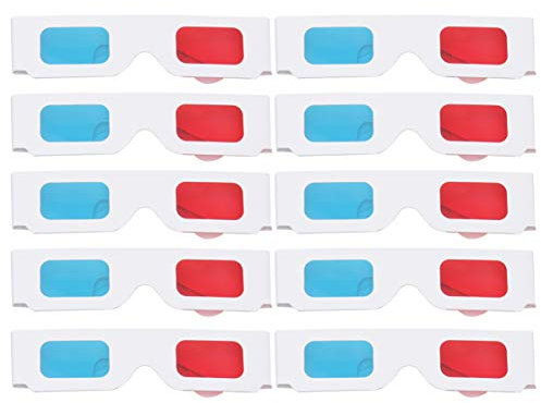 EXCEART 10pcs Red Blue Paper Framed Stereoscopic Glasses Movie Glasses Eyewear Decor for Cinema Movie Theater