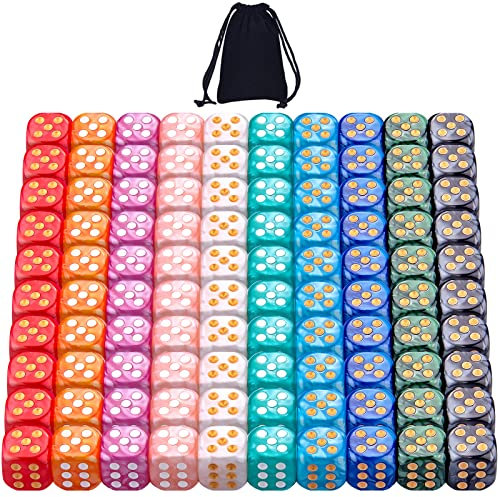 SIQUK Würfel Set - 100 Stück 12mm Würfel, 6-seitig, Bunt, DND für Dungeons and Dragons RPG, MTG, Tischspiele, 10 Farben