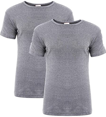 Heatwave® Pack of 2 Men's Thermal T Shirt, Warm Underwear Baselayer, S M L XL XXL Thermals (Grey, XXL)