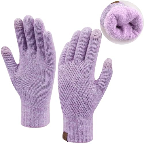 Bequemer Laden Womens Winter Warm Knit Touchscreen Gloves Cold Weather with Thermal Fleece Lined