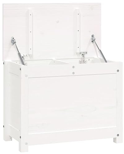 vidaXL Caja de Almacenamiento Cofre Baúl Armario para Ropa Juguetes Sala de Estar Salón Habitación Dormitorio Madera Maciza de Pino Blanco