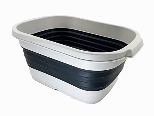 SAMMART 13L zusammenklappbare Wanne – tragbarer Picknickkorb für den Außenbereich – platzsparender Aufbewahrungsbehälter (Grey/Slate Grey)