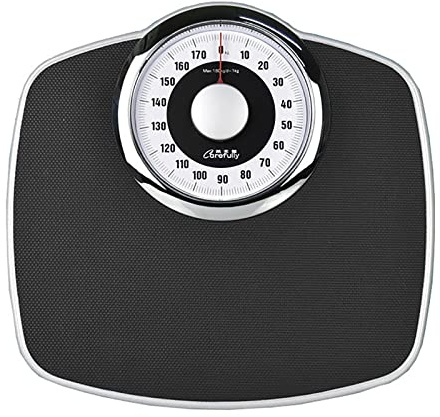 Báscula de baño mecánica/báscula analógica para peso corporal/báscula de baño de alta precisión analógica, tapete texturizado negro con plataforma de metal duradero, impermeable y antideslizante