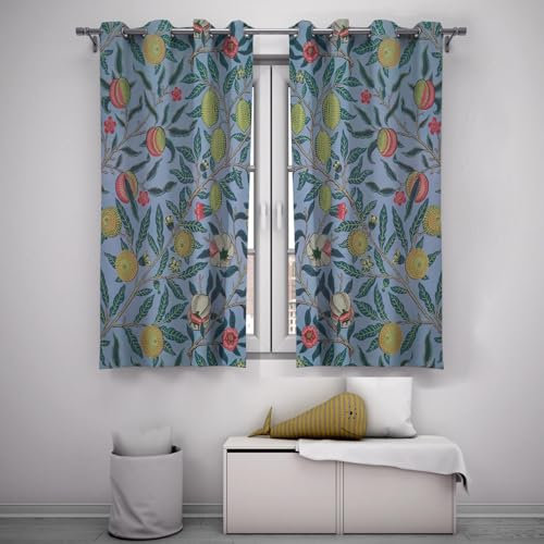 YUNART Obstmuster Verdunkelungsvorhänge für Küche Willam Morris Vintage Fensterbehandlung Verdunkelung und luftige Pflegeleichte Fensterpaneele 2X W180xL250cm