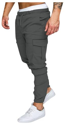 DUHENWU Pantalon de travail pour homme - Long bloc de couleurs - Pantalon cargo - Respirant - Taille basse - Pantalon de jogging - Coupe slim - Stretch - Avec cordon de serrage - Confortable -