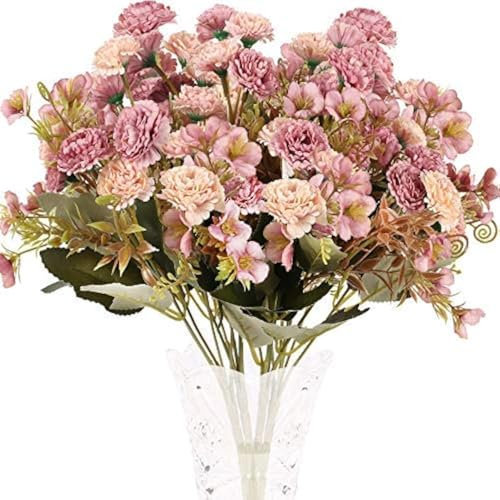 Minnhua 4PCS Fleurs Artificielles Rose en Soie Bouquet Fleur Artificielle avec 11 Têtes Fleur pour Vase Maison Table Balcon Mariage Cadeaux de Mère