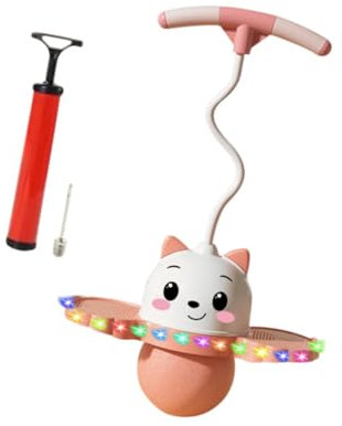 Harilla Pogo-Ball mit Griff, Pogo-Stick, für Kinder mit starkem Griff und Pumpe für Fitnessübungen und Gleichgewichtsfähigkeit, Rosa