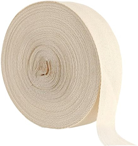 OUTALIZ bomullsband, snedband, 3 cm x 50 m/1,18 tum x 164 fot, beige sömband, bältesband, bomullsband, fållband för sömnad, fiskbensstygn bomullsband, bältesband, lämplig för sömnad