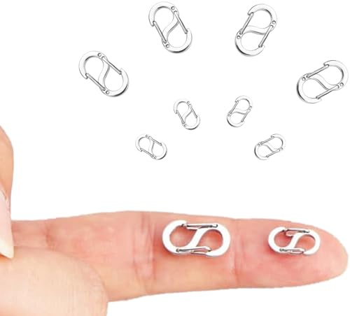 SZZETK 8 Piezas Cierres de Brazalete de Bloqueo S-Lock, Cierres de Mosquetón con Doble Apertura, Cierre de Doble Cadena, Hebilla de Bloqueo de Brazalete de Acero Inoxidable. 2 Tamaños 12 mm/16.5 mm