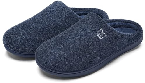 WateLves Zapatillas Casa Hombre Invierno Zapatillas de Fieltro Pantuflas Antideslizantes Cálido Zapatillas de casa(Azul clásico, 42/43EU)