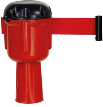Cinta Retráctil Roja para Cono de Tráfico 5m o 10m | Cabezal para Delimitar Zonas | Resistente a la Interperie | Señalización Vial para Obras, Eventos, Aparcamientos y Almacenes (5 metros)