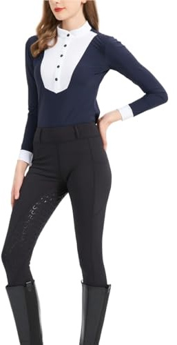 RUWLFE Vår och sommar ridbyxor dam stickad hög stretch, smal passform silikon tight andas för kvinnor, Svart, XS