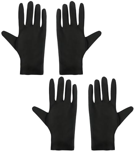 4 Guantes de Algodón Negro Engrosado para Inspección y Trabajo 2 Pares | traje de noche, cálido versátil, mujer hombre largo, material resistente, fácil de usar, instalación rápida, larga duración