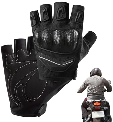 Generisch Gants d'équitation demi-doigts pour moto – Maille polyester