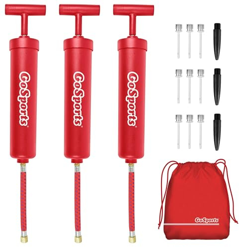 GoSports Sports Ball Inflation Pump 3 Pack with Needles & Travel Bag Great for Parents, Coaches and Sports Camps