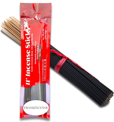 Aroma Depot Frankincense 11'' Incense Sticks. Approx. 85 to 100 Sticks Per Bundle, Each Natural Stick Burns for 45 mins to 1 Hour Each. Exotic Long-Lasting Fragrance.