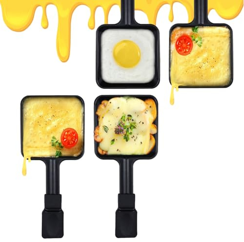HONNE Square Shape Non-Stick Coating Mini Raclette Grill Pan Cheese Pan Replacement/Additional Raclette Dishes Mini Grill Pan(4PCS)