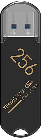 TEAMGROUP C183 - Memoria USB 3.2 Gen 1 (256 GB, USB 3.1/3.0), USB Flash Drive, Almacenamiento de Datos Externo Memory Stick Compatible con computadora/Ordenador portátil TC1833256GB01, Color Negro