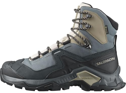 Salomon Quest Element Gore-Tex Botas de Senderismo de Piel para Mujer, Impermeable, Agarre Máximo, Zapatos Trekking, Ebony, 41 1/3