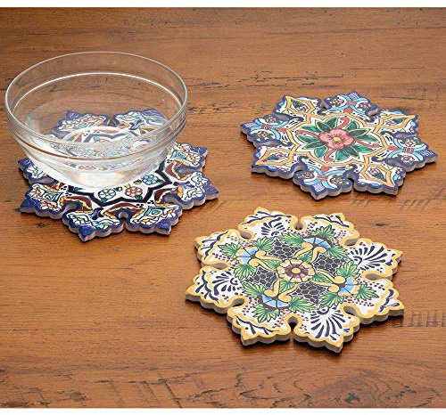 Bits and Pieces - Set of Three Majolica Designer Trivets - Colorful Hot Dish Table Cover