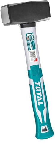 TOTAL - Masse en acier - 2000g - Idéal pour la construction et la maçonnerie - Résistance élevée aux chocs - Poignée ergonomique en fibre - Tête en acier au carbone forgé