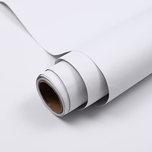 Hode White Vinyl Wrap Matt 40X300cm, White Sticky Back Plastic Roll, Self Adhesive Wallpaper for Furniture Kitchen Cupboard Covering Contact Paper Waterproof